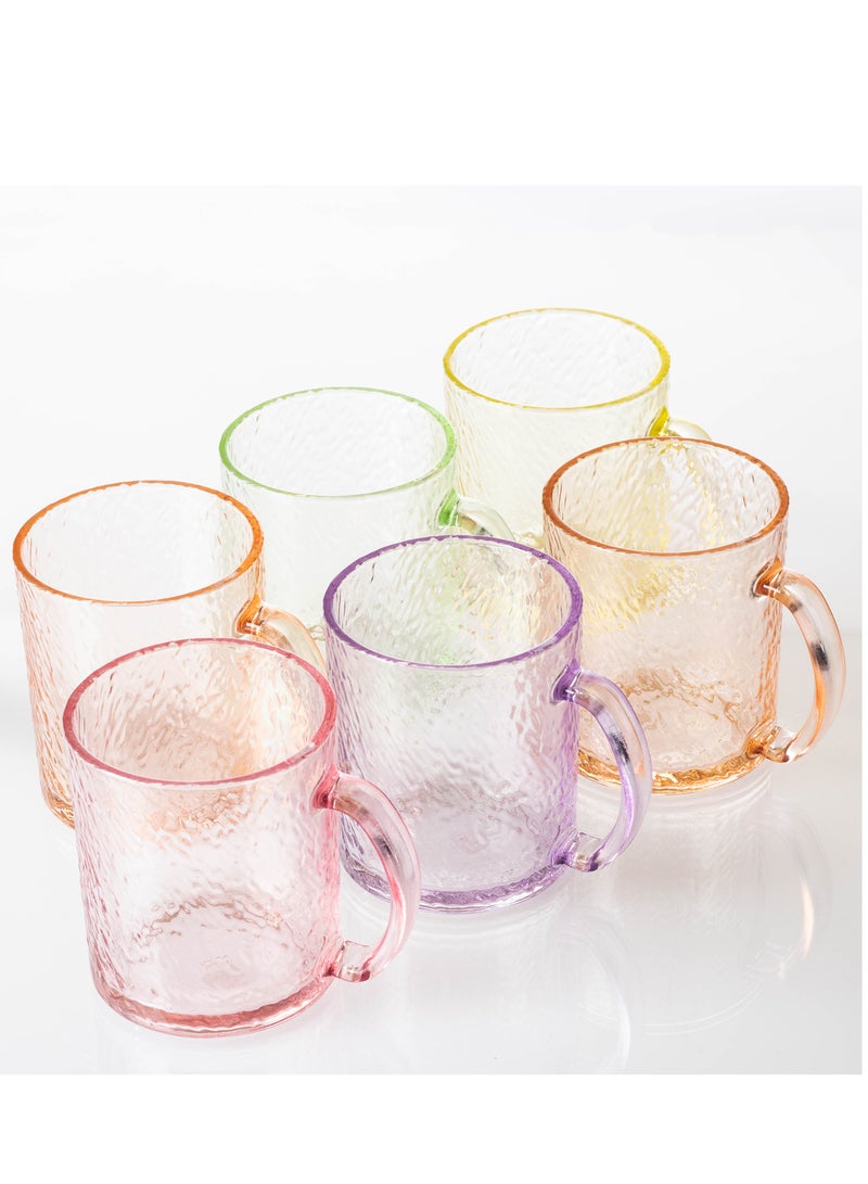 Dania Set of 6 colored glass mugs Each piece is a different color to add more A delight to your kitchen.   Capacity: 280ml Height: 9 cm.  - Image 1
