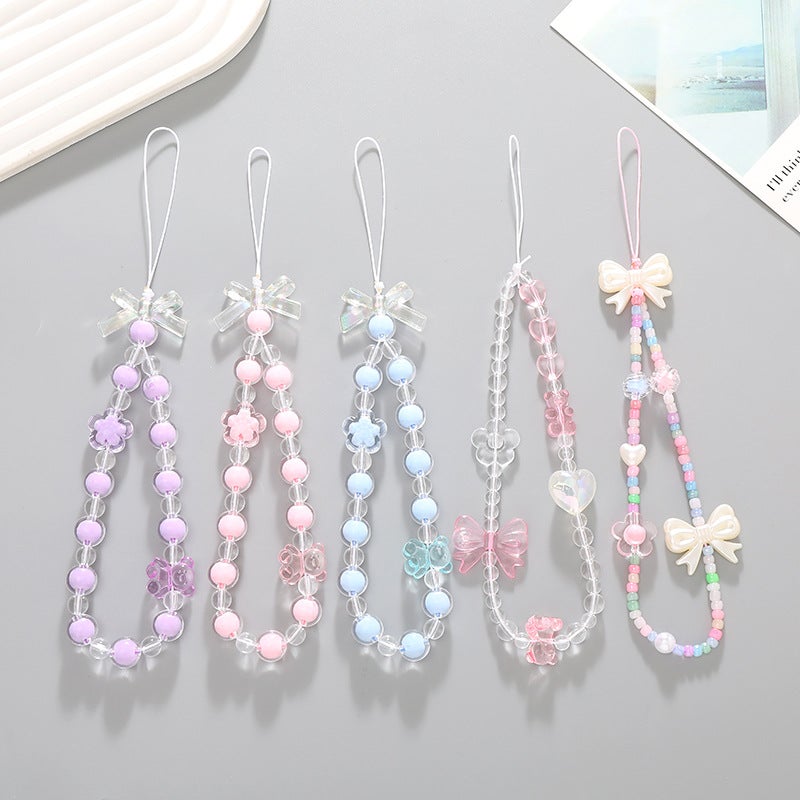 Yilian New Beaded Mobile Phone Chain Phone Case Pendant Drop-Resistant Anti-Lost Wrist Strap Short Mobile Phone Lanyard For Women - Image 2