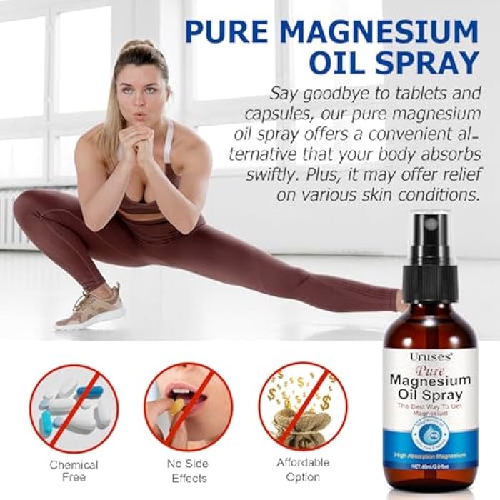 Uruses Pure Magnesium Oil Spray, Magnesium Oil for Feet, Topical Magnesium Spray for Feet,Magnesium Body Oil, Glass Bottle, Easy to Absorb & Use -2.0 oz (Pack of 2) - Image 5