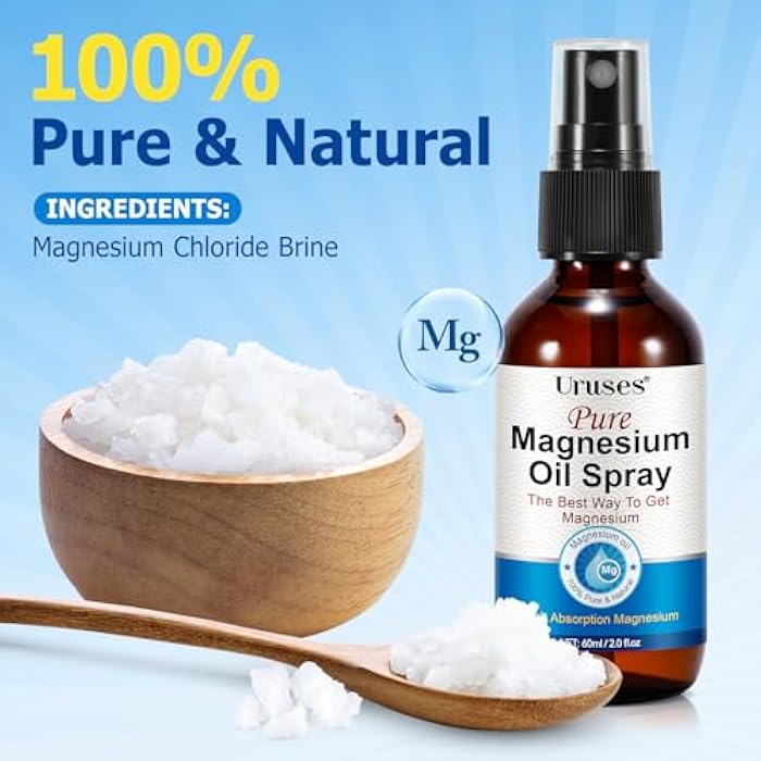 Uruses Pure Magnesium Oil Spray, Magnesium Oil for Feet, Topical Magnesium Spray for Feet,Magnesium Body Oil, Glass Bottle, Easy to Absorb & Use -2.0 oz (Pack of 2) - Image 2