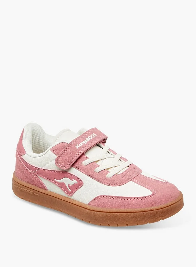 كانغاروس Girls' Panelled Sneakers with Hook and Loop Closure