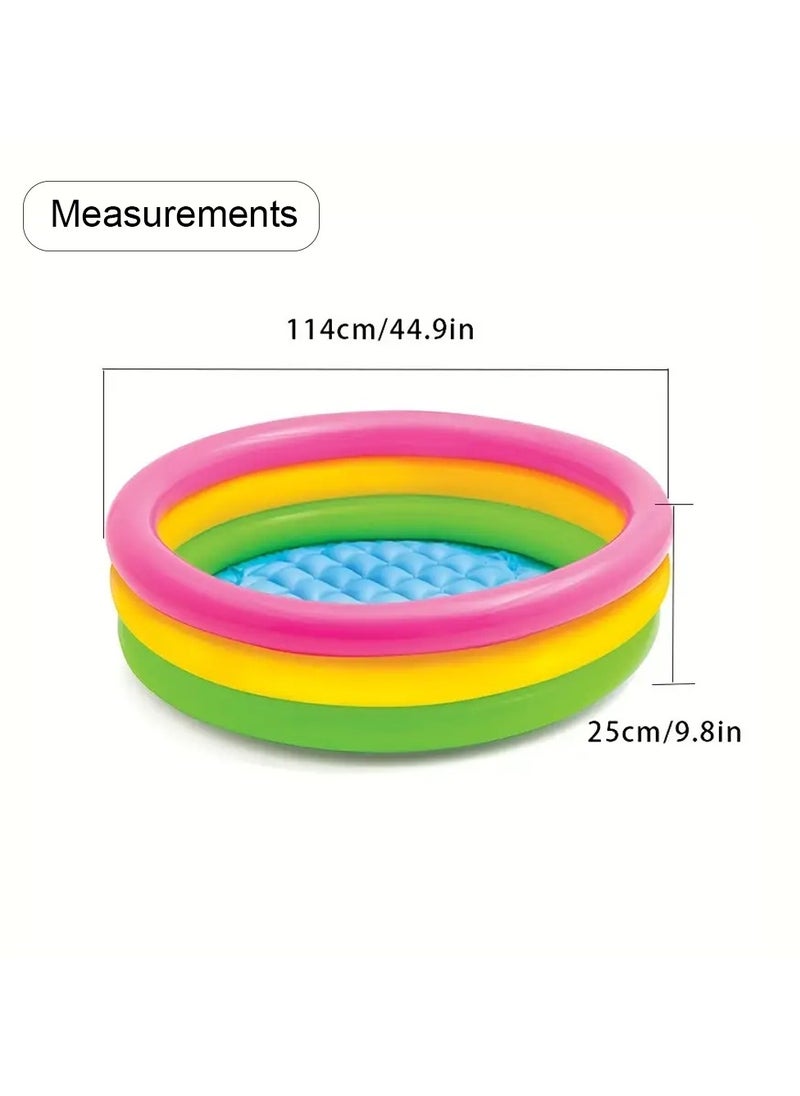 null - Round Inflatable Swimming Pool Kiddie Pool Blow Up Swimming Pool for Kids Toddler Bathing Tub Portable & Foldable (114x25 CM) - Image 1