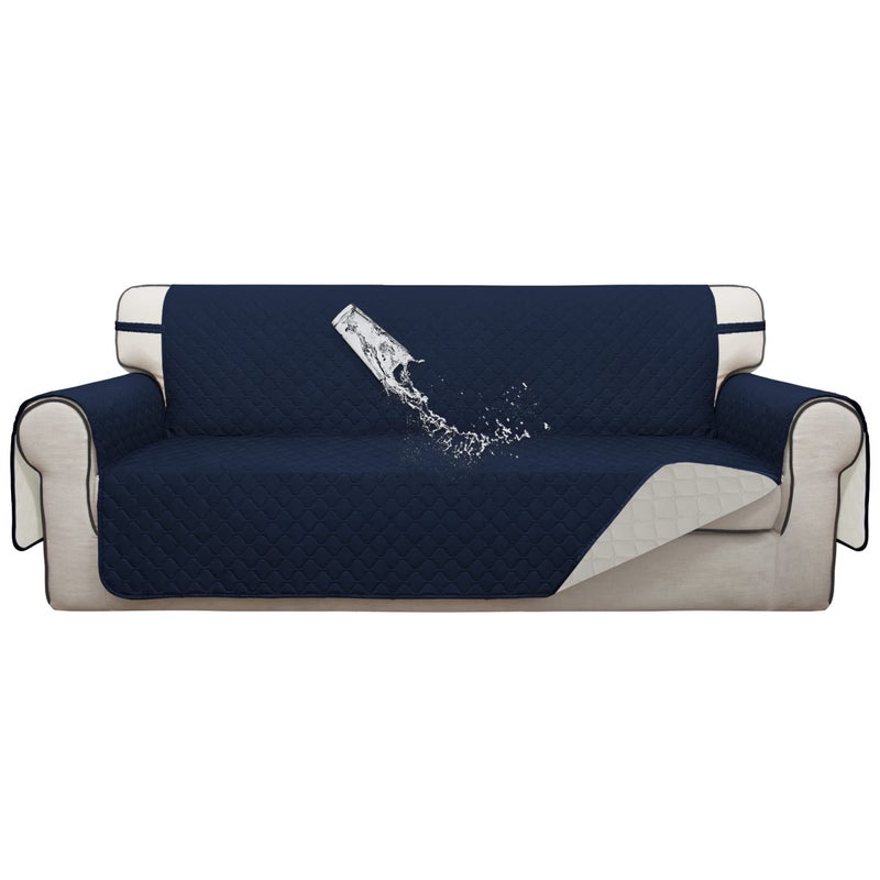 Issuntex Double Protection 100% Waterproof Sofa Covers For Living Room Couch Covers For 3 Cushion Couch Sofa Reversible Furniture Protector Sofa Cover For Dogs Pets Kids (Sofa Navy/Ivory) - Image 1