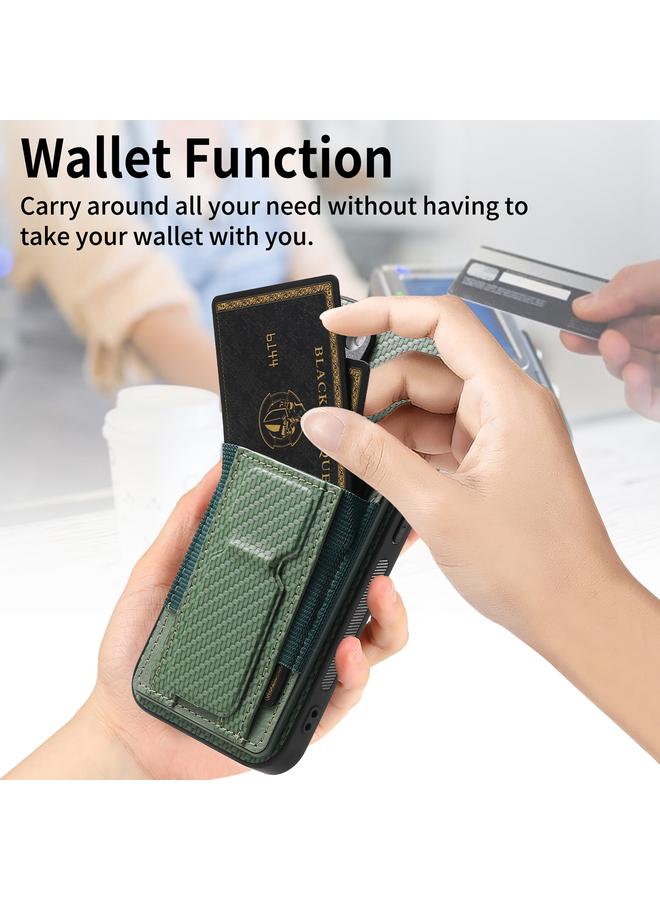 Zaboon Case For iPhone 13 Pro Max Carbon Fiber Fold Stand Elastic Card Bag Phone Case - Image 4