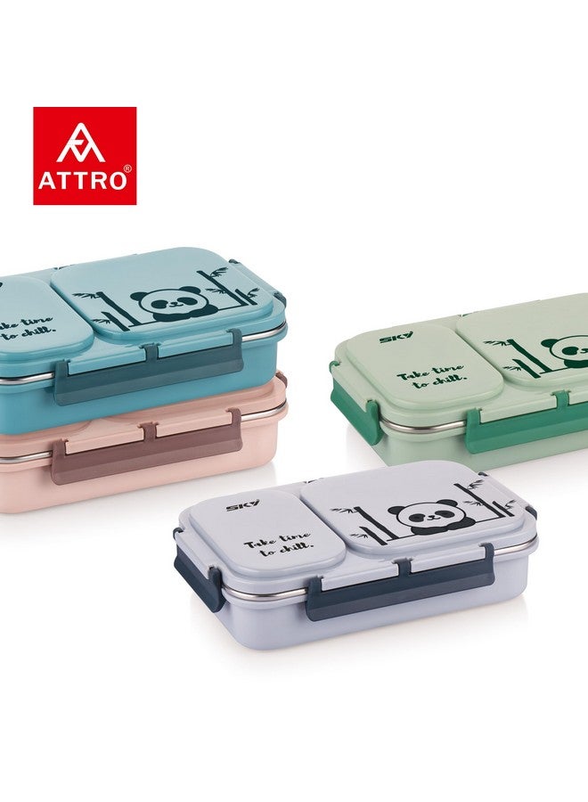 ATTRO Stainless Steel Legacy 2 Insulated Lunch Box with Two Compartment Bpa Free, Food Grade Ideal for School, Picnic, Office & Outdoor - 600Ml Grey - Image 4