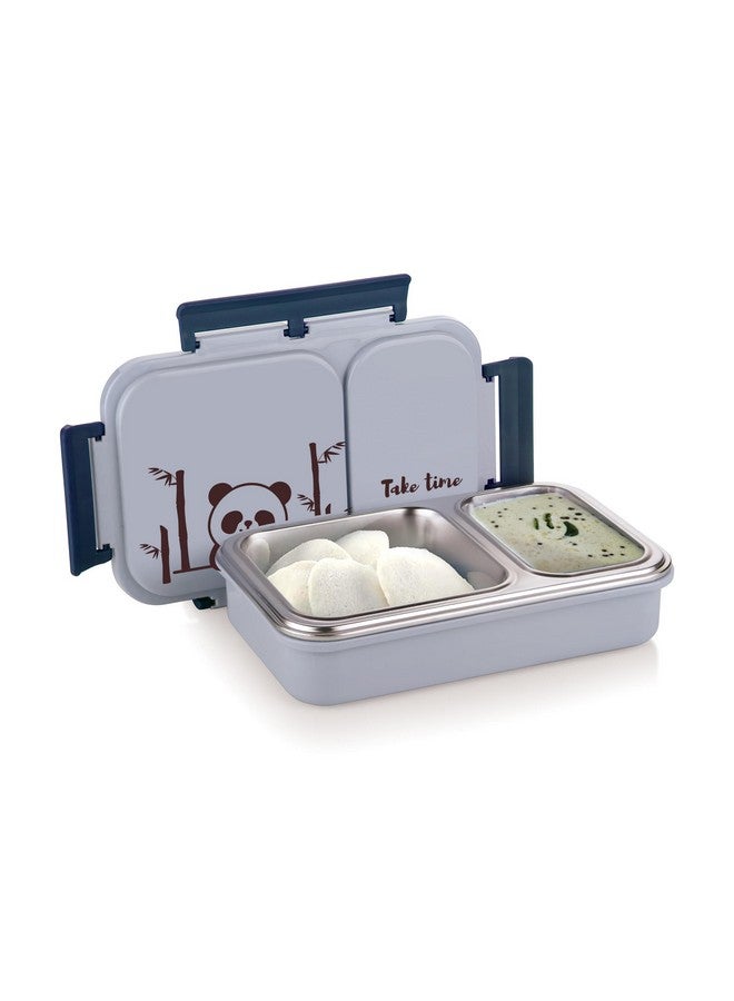 ATTRO Stainless Steel Legacy 2 Insulated Lunch Box with Two Compartment Bpa Free, Food Grade Ideal for School, Picnic, Office & Outdoor - 600Ml Grey - Image 1