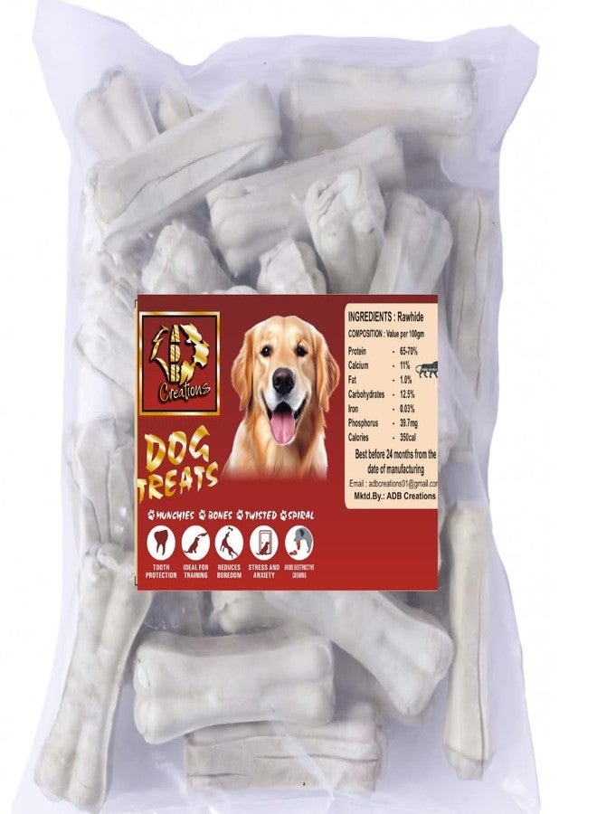 ADB CREATIONS Rawhide Bones for Dogs and Puppies Chicken Flavour Delicious Treats 3 Inch Calcium Chew Bone All Life Stages/Helps in Strengthen Bones and Teeth with Nutritional Benefits - 150 Pieces - Image 1