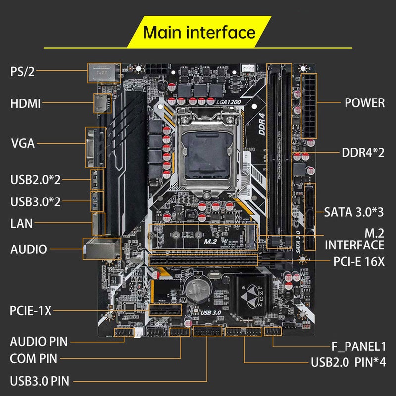 H410 Gaming Motherboard 2666MHz Frequency LGA1200(Intel 10th Gen) Compatible with Core i3/i5/i7/i9 & Celeron/Pentium - Image 4