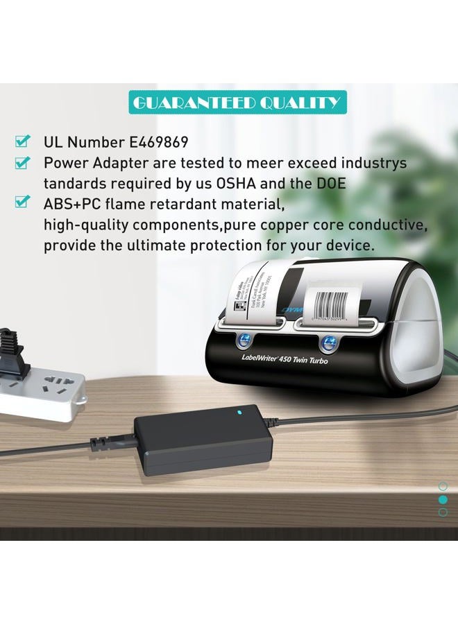 HY1C UL Listed 24V Power Supply Adapter Power Cord for Dymo 4XL 400 450 5XL 550 Label Thermal/Twin Turbo/Turbo Labels Printer/Duo Printer/ 1752267 1752266 1752265 1752264 LabelWriter Charger Cable - Image 3