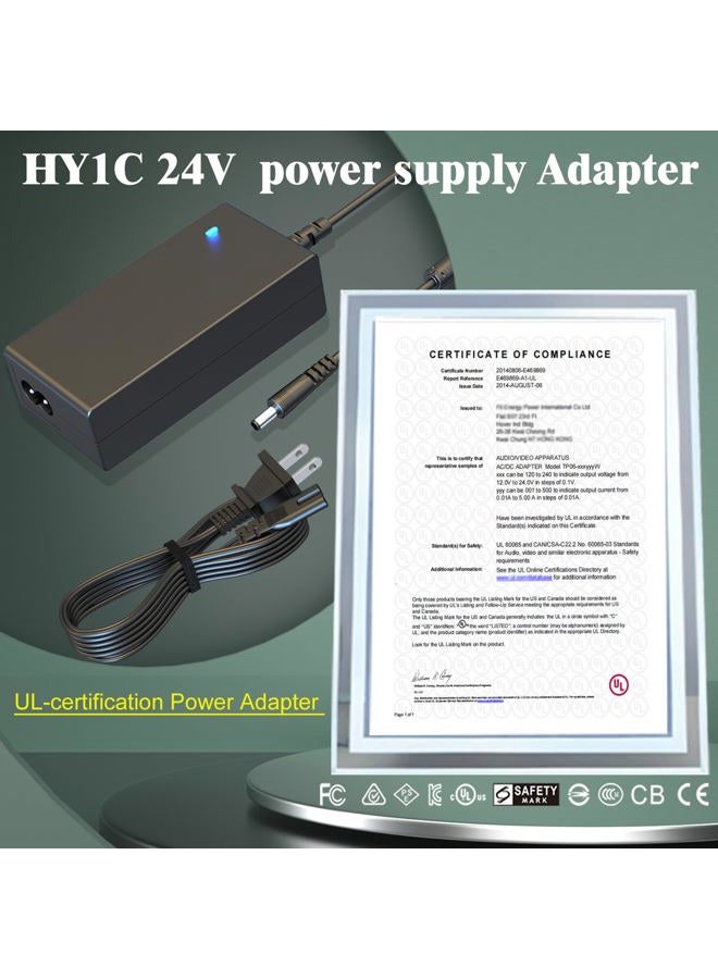 HY1C UL Listed 24V Power Supply Adapter Power Cord for Dymo 4XL 400 450 5XL 550 Label Thermal/Twin Turbo/Turbo Labels Printer/Duo Printer/ 1752267 1752266 1752265 1752264 LabelWriter Charger Cable - Image 4