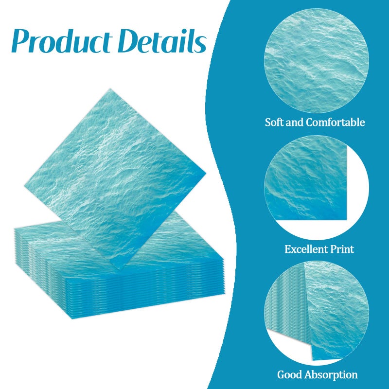 KFJBPB 50 Pcs Ocean Sea Napkins 13 x 13 Inches, Ocean Waves Paper Napkins Ocean Theme Disposable Cocktail Napkins for Baby Shower Hawaiian Birthday Party Decorations (Ocean Sea) - Image 3