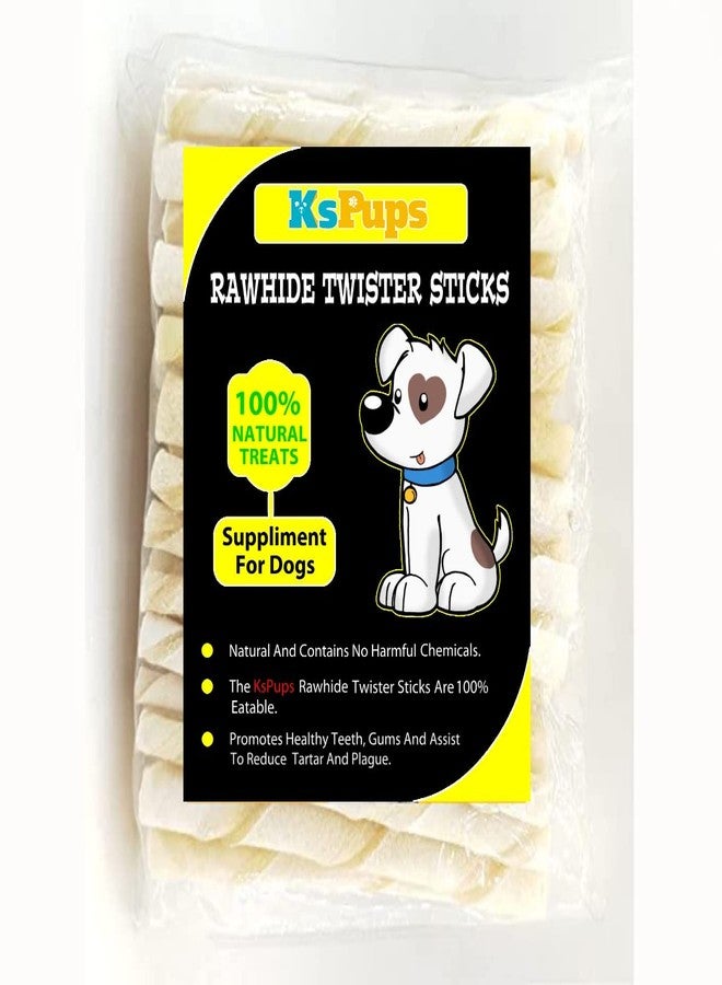 KsPups Rawhide Twisted Treat Chew Sticks I Milky Flavor Sticks Provide I Proper Protein Fresh & Natural Chicken Stick Treats for I All Breeds Dogs I Pack of 500 Gram I - Image 1
