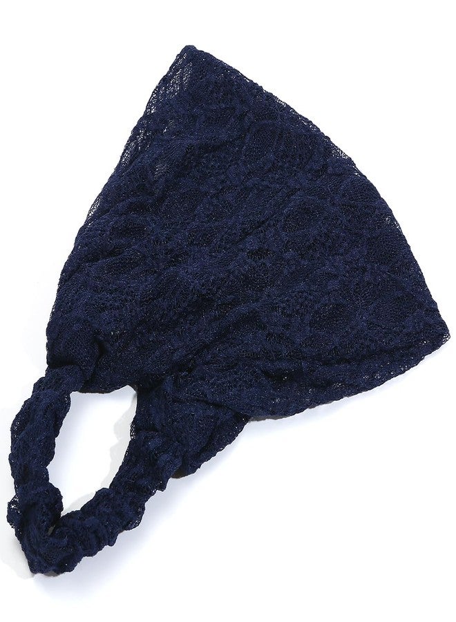 LONEEDY 3 Pack Soft Lace Wide Headbands for Women,2 Ways Bandana Hairband for Girls Daily Hair Accessories (Black+Beige+Blue, One Size) - Image 5