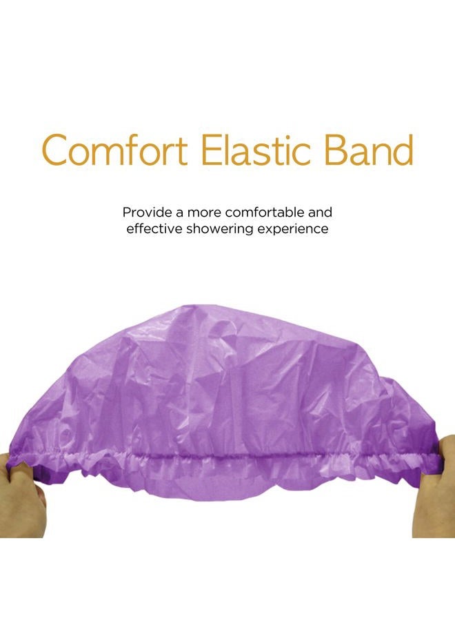 Donna Shower Cap for Women Reusable Waterproof Travel Accessories Spa X-Large, 1PC (PURPLE) - Image 3