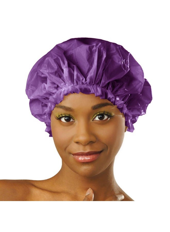 Donna Shower Cap for Women Reusable Waterproof Travel Accessories Spa X-Large, 1PC (PURPLE) - Image 1