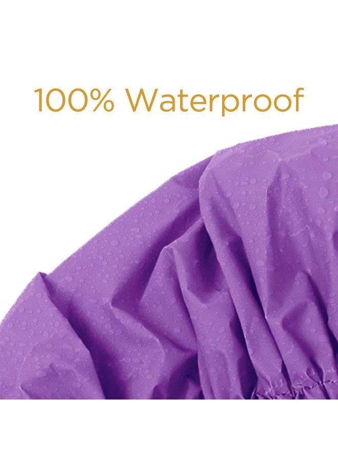 Donna Shower Cap for Women Reusable Waterproof Travel Accessories Spa X-Large, 1PC (PURPLE) - Image 2