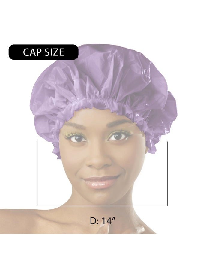 Donna Shower Cap for Women Reusable Waterproof Travel Accessories Spa X-Large, 1PC (PURPLE) - Image 4
