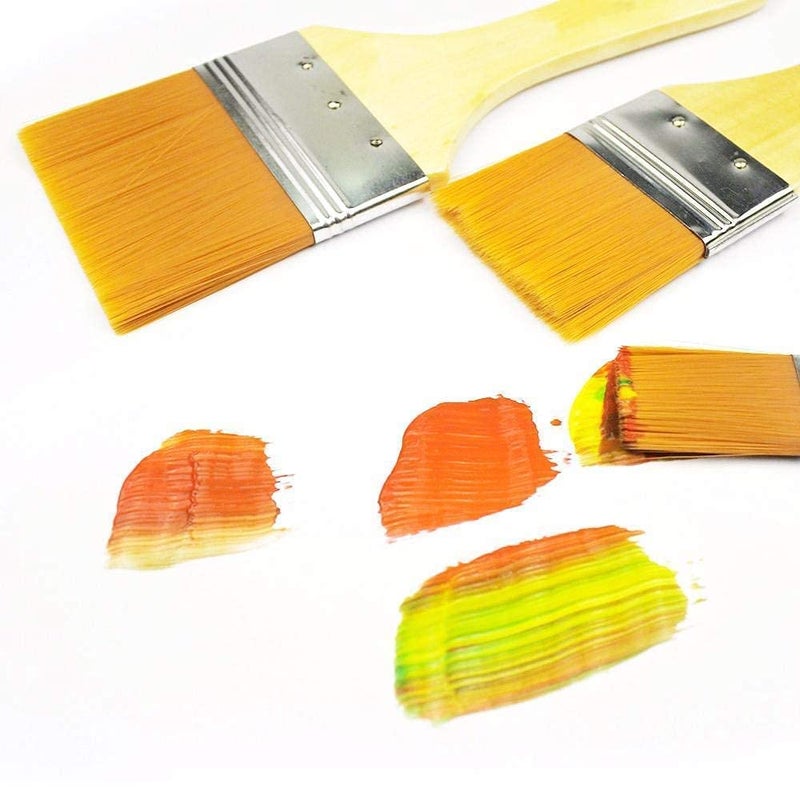 KARTMEN Synthetic Flat Wash Painting Brush Set of 4 Pcs Acrylic Oil Gouache Artist Student Paint Colors Brushes Size Orange bristles 18 mm,1 inch, 1.5 inch & 2 inch - Image 5