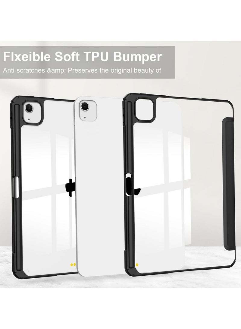 DUSALA Compatible with iPad Air 13 Inch (M2) 2024 Case, Smart Slim Folio Stand Auto Sleep/Wake Cover, with Pencil Slot, Clear Transparent Back Shell for iPad Air 13 Inch (Black) - Image 5