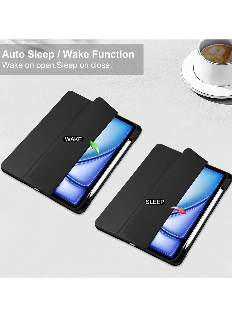 DUSALA Compatible with iPad Air 13 Inch (M2) 2024 Case, Smart Slim Folio Stand Auto Sleep/Wake Cover, with Pencil Slot, Clear Transparent Back Shell for iPad Air 13 Inch (Black) - Image 2