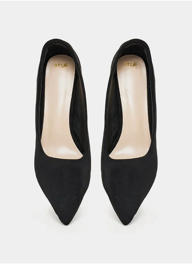 Styli Pointed Toe Block Heel Shoes