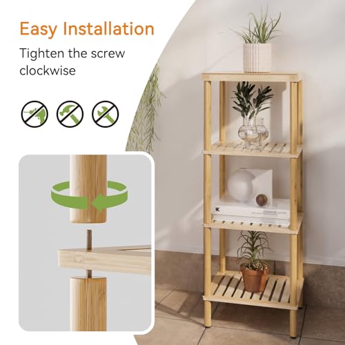 AmazerBath Bamboo Bathroom Shelf, 4-Tier Bathroom Storage Shelf, Multifunctional Storage Rack for Living Room Bedroom Kitchen, Space Saver - Image 2
