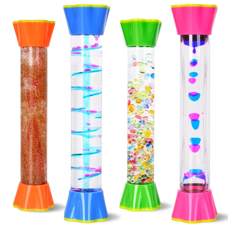 FKYTION Cool Tubes Toy Liquid Motion Bubbler 4Pack Colorful Sensory Toys Classroom Learning Time Management Home or School Desktop Toys - Image 3