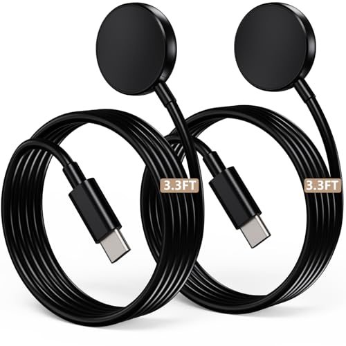 Autallgee 2 Pack USB C for Samsung Galaxy Watch Charger Compatible with Watch 8/8 Classic/Ultra/7/6/6 Classic/5/5 Pro/4/4 Classic/3/Active/FE Magnetic Charging Dock Accessories 3.3FT - Image 1