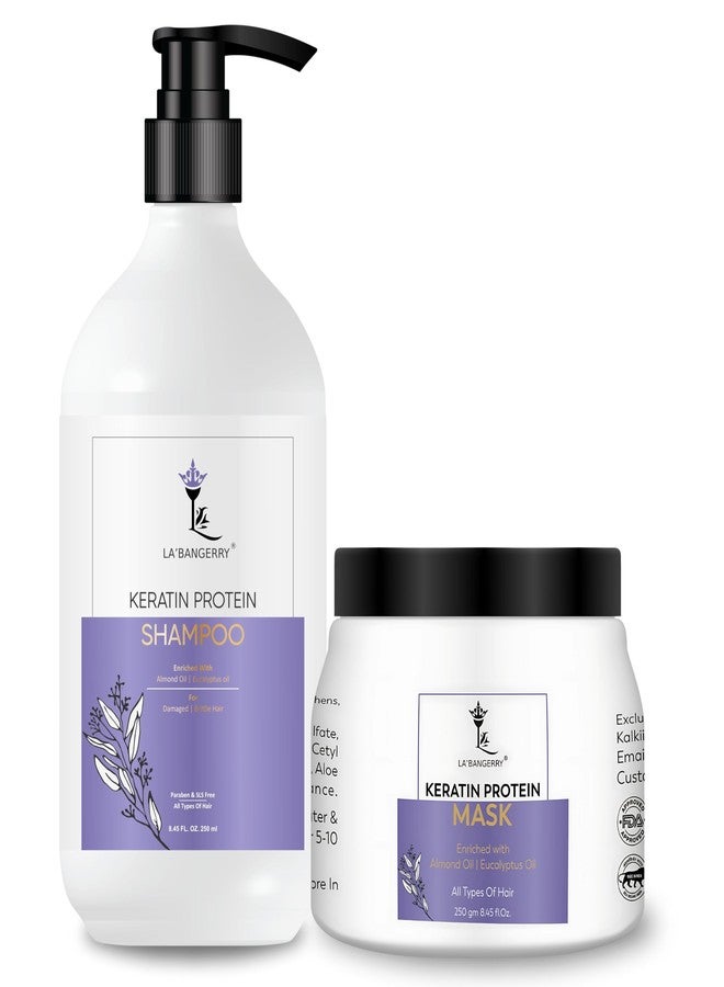 LA'BANGERRY Keratin Smooth Deep Conditioning Kit for Long Lasting Frizz control - Keratin Protein 250ml Shampoo and Keratin Protein 250gm Mask - Image 1