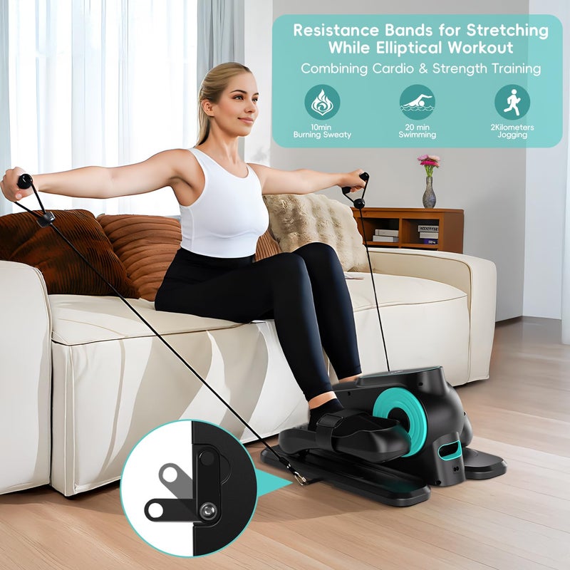 Morelax Under Desk Elliptical Machine,Electric Elliptical Leg Exerciser for Seniors with 12 Adjustable, Portable Quiet Elliptical Exercise Machine, Seated Pedal Exerciser with Resistance Band Quiet & Portable - Image 3