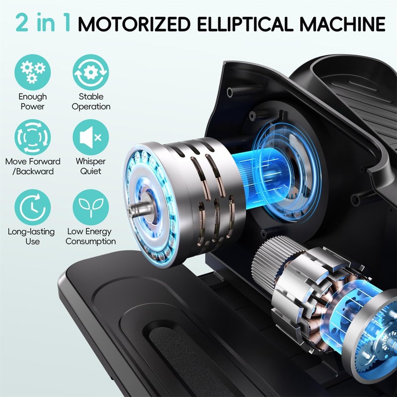 Morelax Under Desk Elliptical Machine,Electric Elliptical Leg Exerciser for Seniors with 12 Adjustable, Portable Quiet Elliptical Exercise Machine, Seated Pedal Exerciser with Resistance Band Quiet & Portable - Image 2