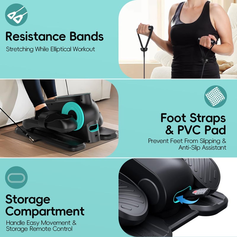Morelax Under Desk Elliptical Machine,Electric Elliptical Leg Exerciser for Seniors with 12 Adjustable, Portable Quiet Elliptical Exercise Machine, Seated Pedal Exerciser with Resistance Band Quiet & Portable - Image 4