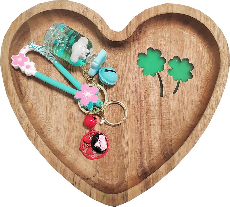 HSHQING Romantic Heart Shaped Platter Tray95Inch Large Handmade Epoxy Wooden Serving Plate with Luck  Love Clover Symbol DesignPerfect for Any Occasion as a Gift - Image 5