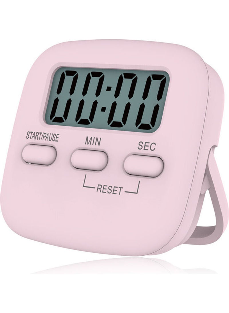 Portable Digital Kitchen Timer Magnetic Cooking Countdown Alarm With LCD Screen Stand Pink 6.5cm - Image 1