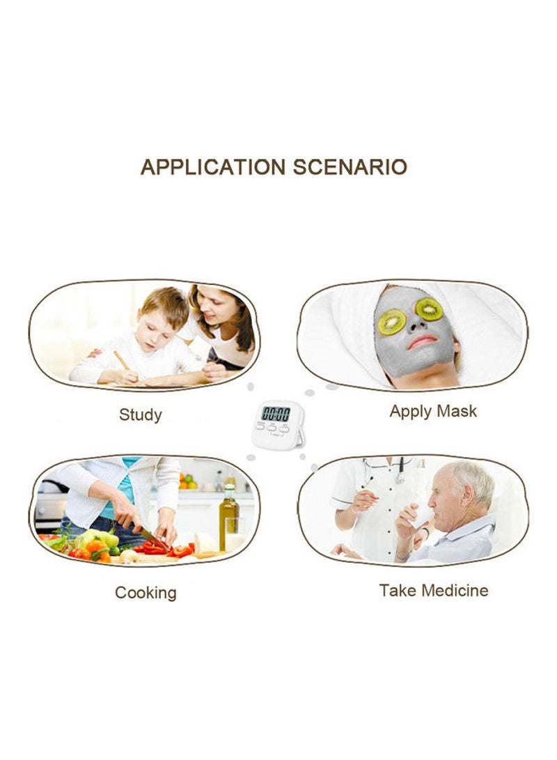 Portable Digital Kitchen Timer Magnetic Cooking Countdown Alarm With LCD Screen Stand Pink 6.5cm - Image 3