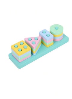 Montessori Wooden Rectangle Shape Sorting Stacking Blocks 4 Column - Preschool Educational Toy For Color And Shape Recognition, Developing Intelligence In Various Styles And Colours  - Image 2