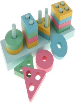 Montessori Wooden Rectangle Shape Sorting Stacking Blocks 4 Column - Preschool Educational Toy For Color And Shape Recognition, Developing Intelligence In Various Styles And Colours  - Image 3