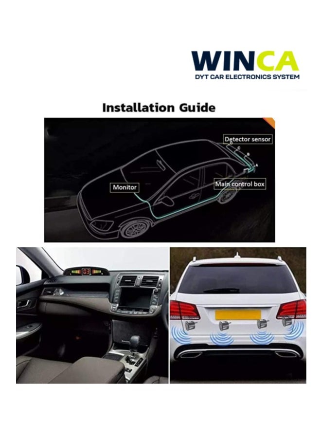 WINCA - WINCA Car Parking Sensor 4 Sensors Auto Reverse Assistance Backup Radar Detector System Digital Display Double-sided tapes 12v power cable Control Box (Black) - Image 1