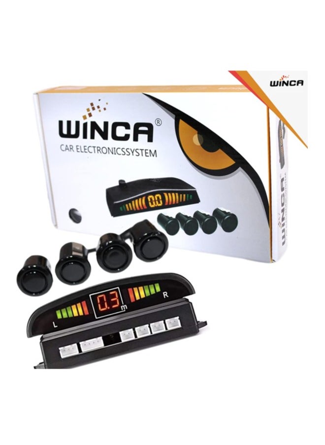WINCA - WINCA Car Parking Sensor 4 Sensors Auto Reverse Assistance Backup Radar Detector System Digital Display Double-sided tapes 12v power cable Control Box (Black) - Image 1