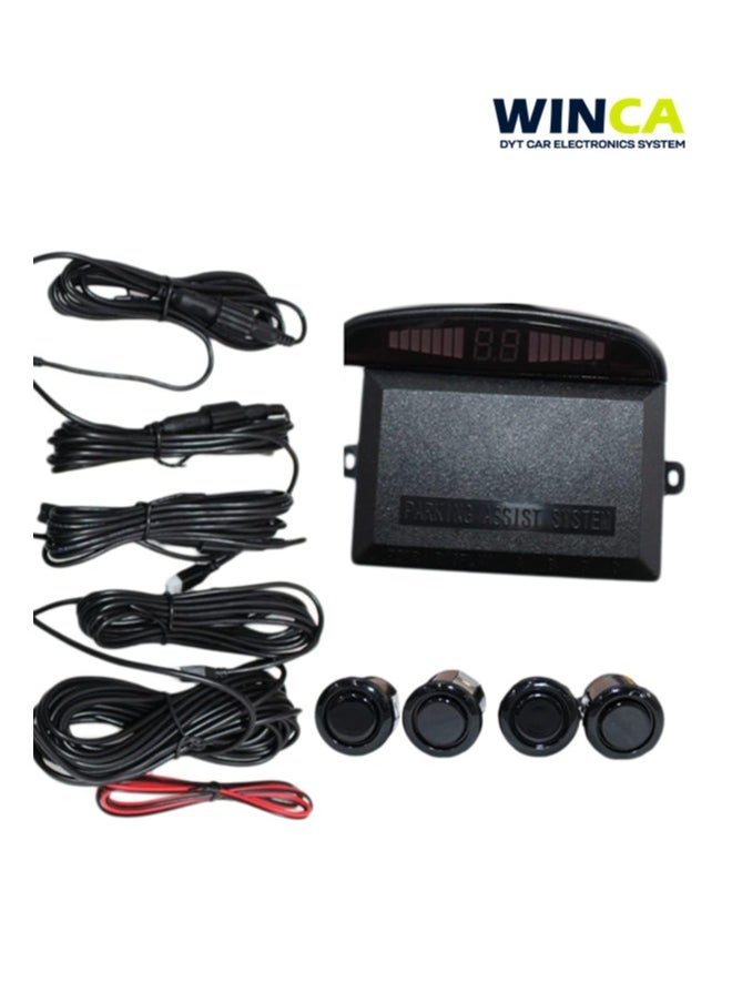 WINCA - WINCA Car Parking Sensor 4 Sensors Auto Reverse Assistance Backup Radar Detector System Digital Display Double-sided tapes 12v power cable Control Box (Black) - Image 1