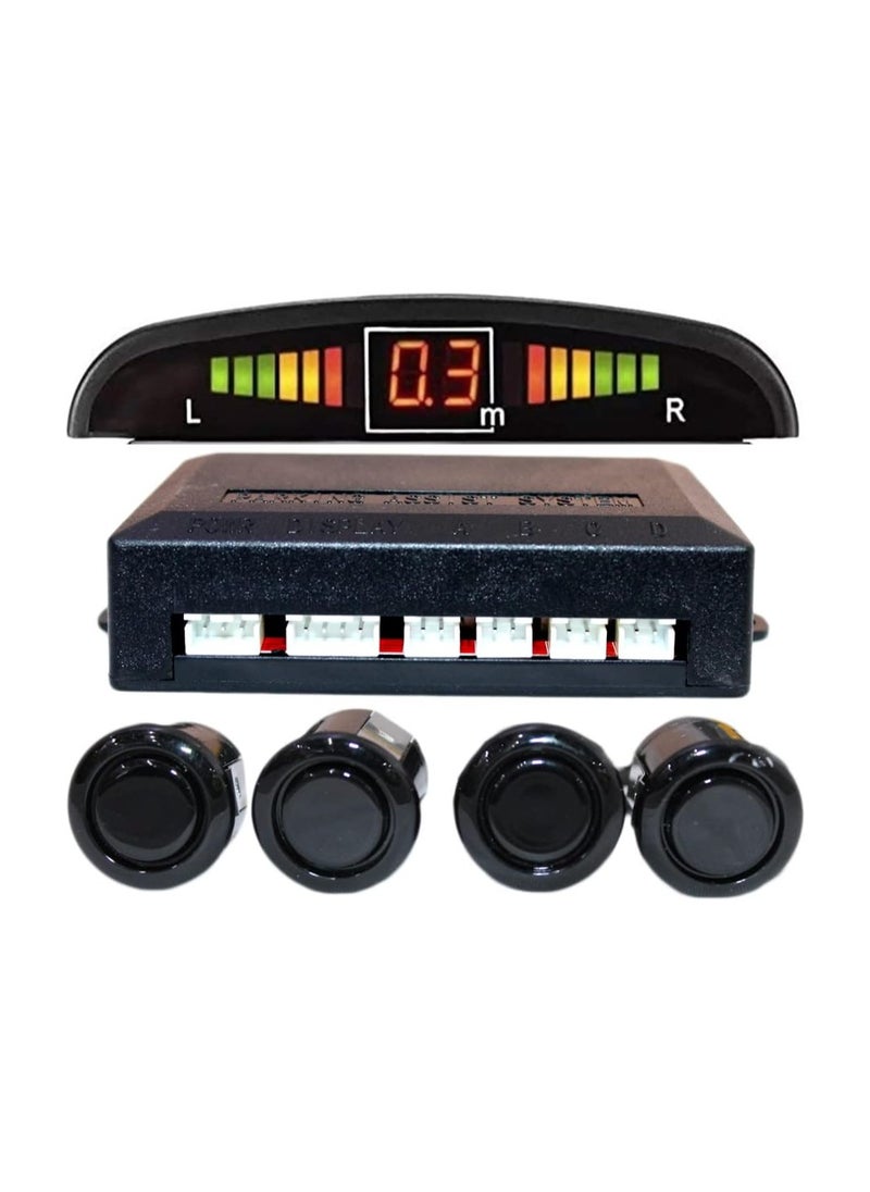 WINCA - WINCA Car Parking Sensor 4 Sensors Auto Reverse Assistance Backup Radar Detector System Digital Display Double-sided tapes 12v power cable Control Box (Black) - Image 1