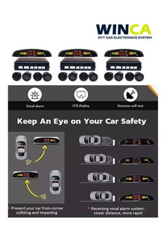 WINCA WINCA Car Parking Sensor 4 Sensors Auto Reverse Assistance Backup Radar Detector System Digital Display Double-sided tapes 12v power cable Control Box (Black)  - Image 3