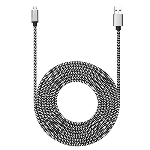 RoFI Micro USB Cable 15ft with 3A Fast Charging, Extra Long and Extremely Durable Nylon Braided Charger Cord for Galaxy S7/S6/J8/J7 Note 5,Kindle,LG,PS4,Camera,Xbox One and More (White) - Image 1