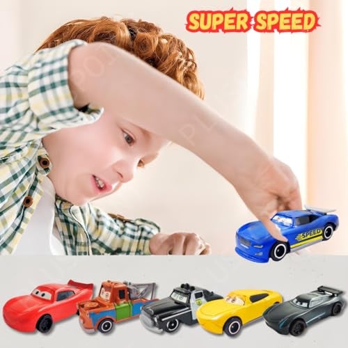 PLUSPOINT Diecast Metal Toy Car Set of 6 Racing Cars for Kids, Free Wheel High Speed Metal Toy Car Play Set for Children, Boys (6 car), Multicolor - Image 3