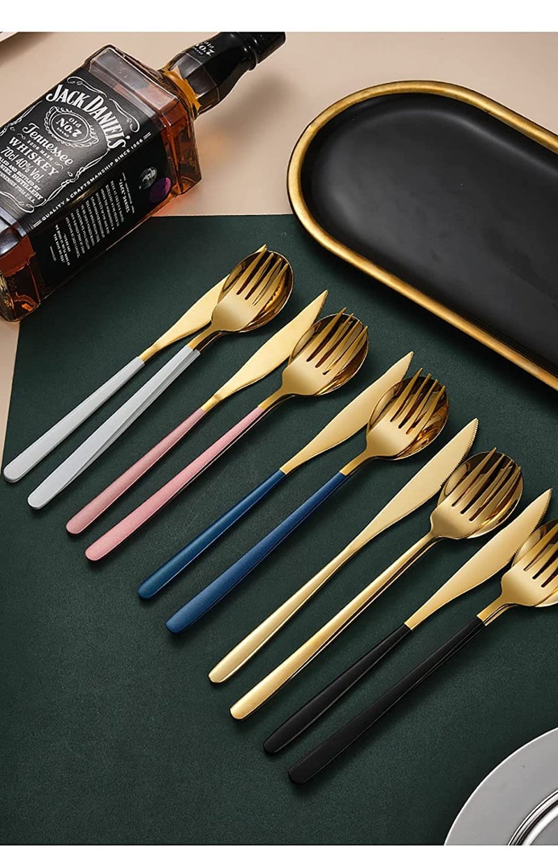 Eletree Stainless Steel Butter KnifeKnife Stainless Steel Cutlery Set Western Dinnerware Complete Kitchen Silverware Luxury Dessert Knife Tableware Set Pinkset of 5 - Image 5