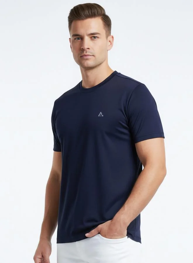 Clans&Hans Men Navy Blue Logo Crew Neck T-Shirt