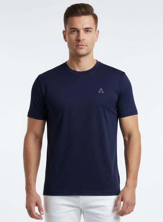 Clans&Hans Men Navy Blue Logo Crew Neck T-Shirt