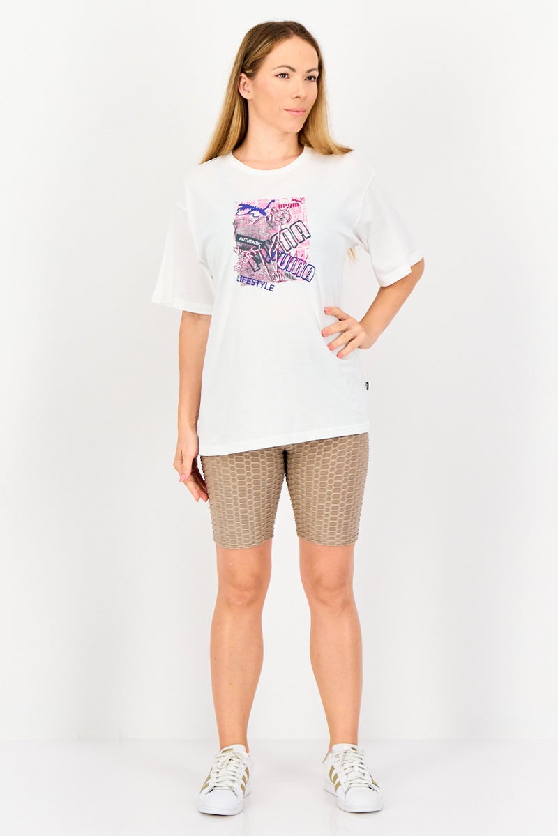 PUMA تي شيرت رياضي نسائي قصير الأكمام في الهواء الطلق، أبيض - Image 4