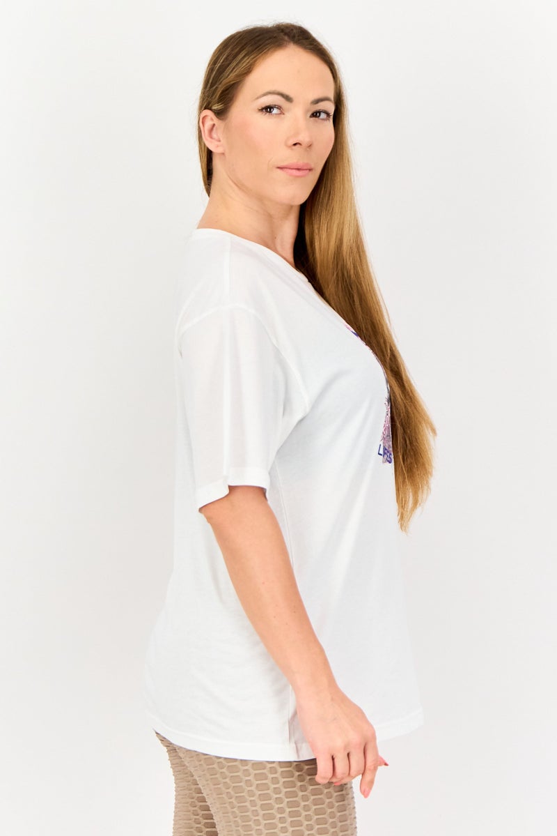 PUMA تي شيرت رياضي نسائي قصير الأكمام في الهواء الطلق، أبيض - Image 2