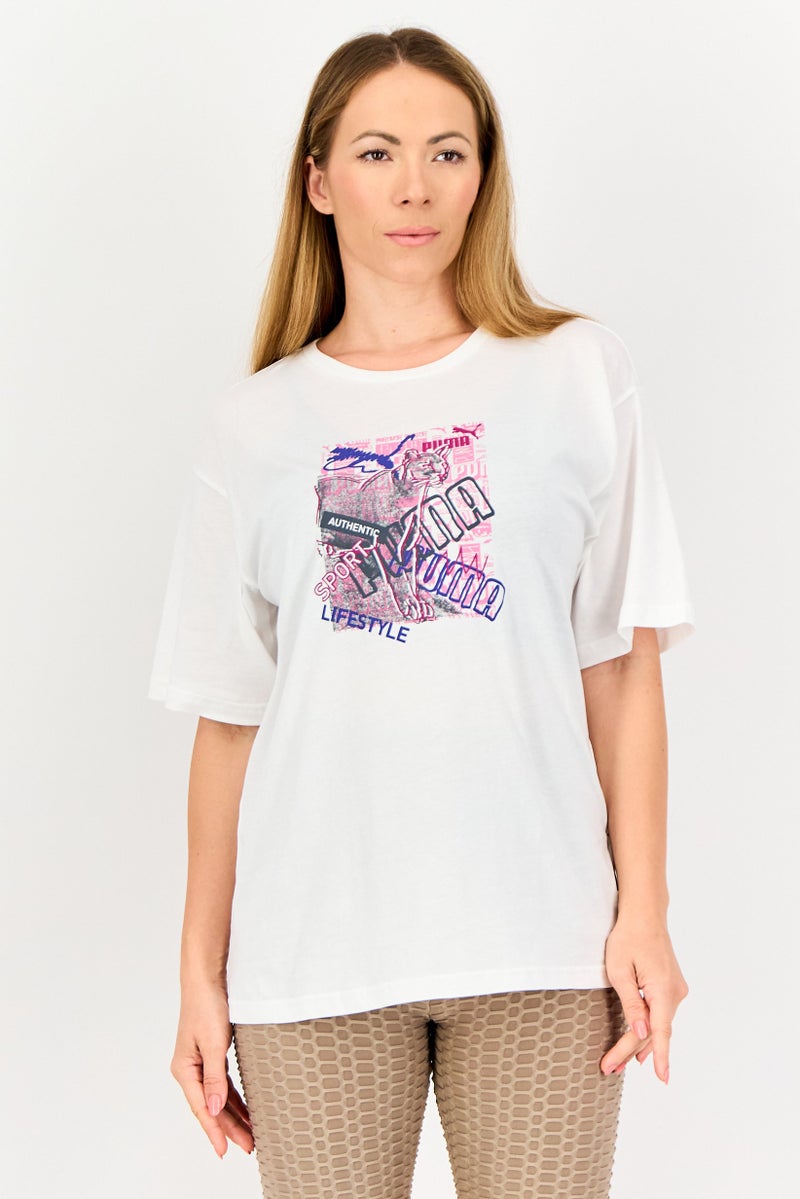 PUMA تي شيرت رياضي نسائي قصير الأكمام في الهواء الطلق، أبيض - Image 1